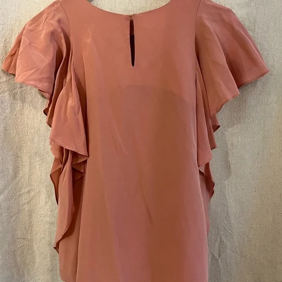 Amanda Uprichard Silk Ruffle Blouse/Top In Rose Size Small Spring Romantic - Picture 3 of 6
